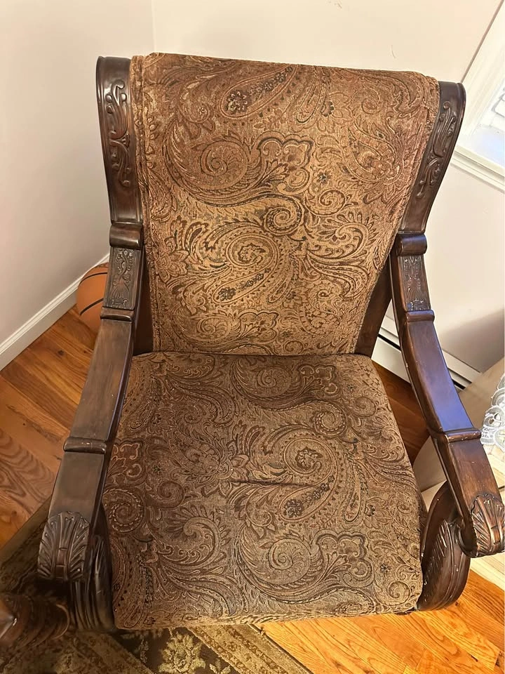 Ornate Carved Wood Paisley Armchair - photo 2