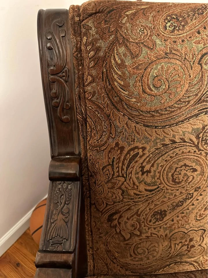 Ornate Carved Wood Paisley Armchair - photo 4