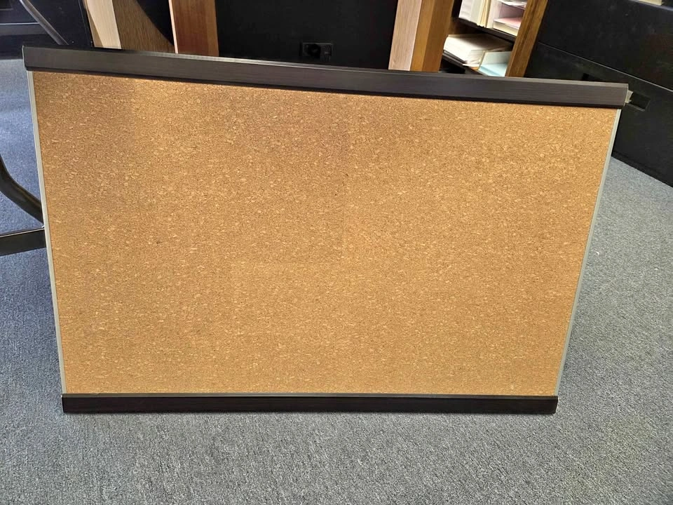 Cork Bulletin Board with Dark Wood Frame