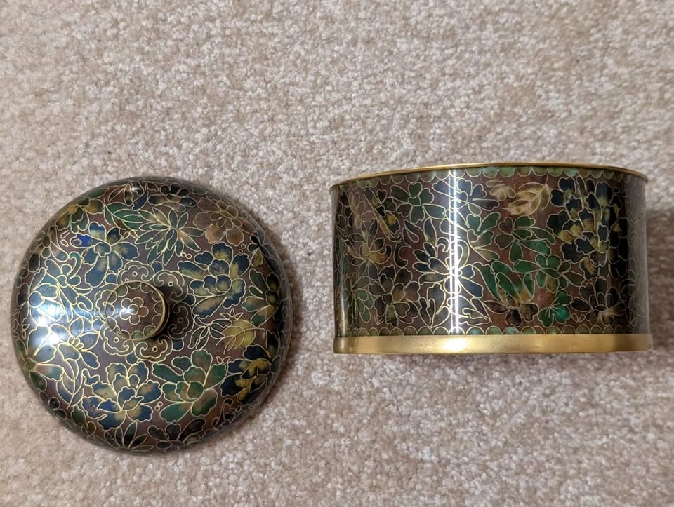 Vintage Cloisonné Enamel Floral Lidded Jar - photo 3