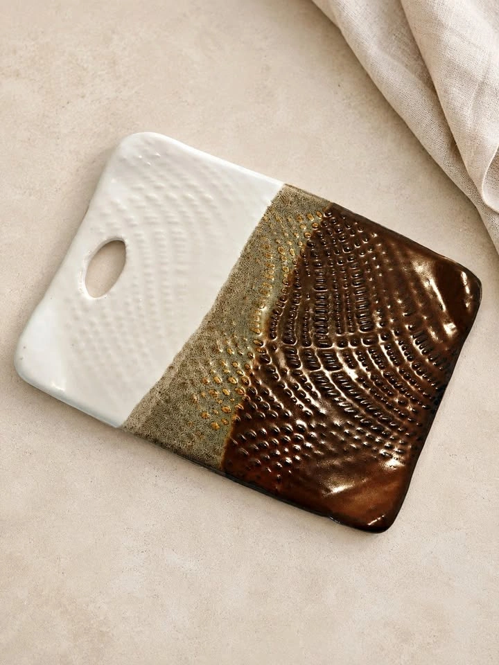 Handmade Ceramic Cheese & Bread Platter Board