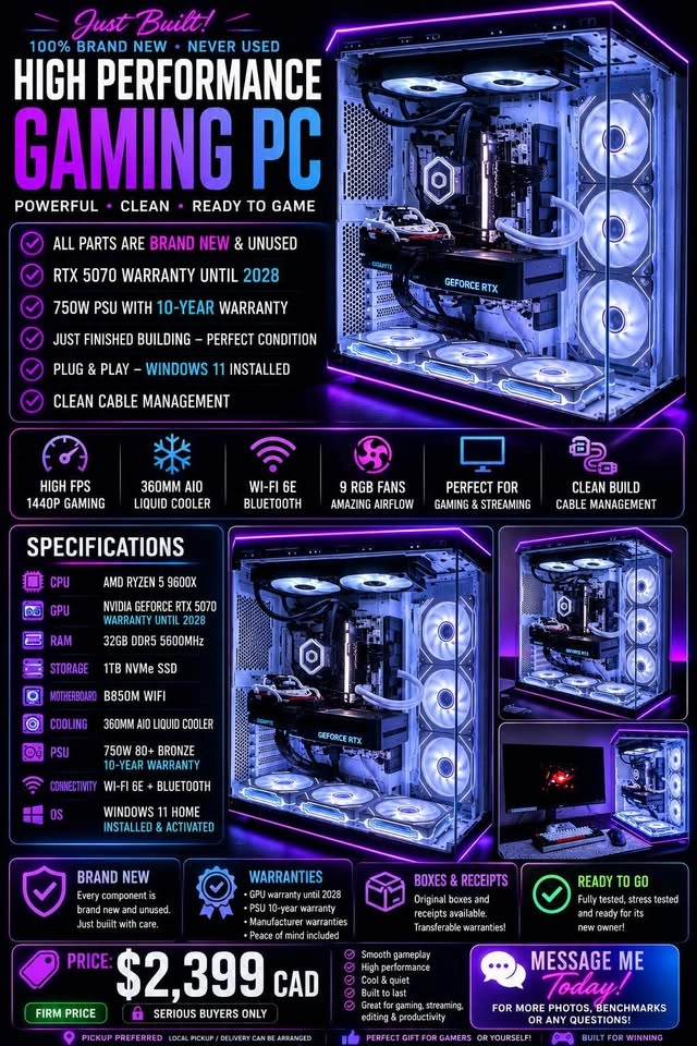 Brand New RTX 5070 Gaming PC - photo 2