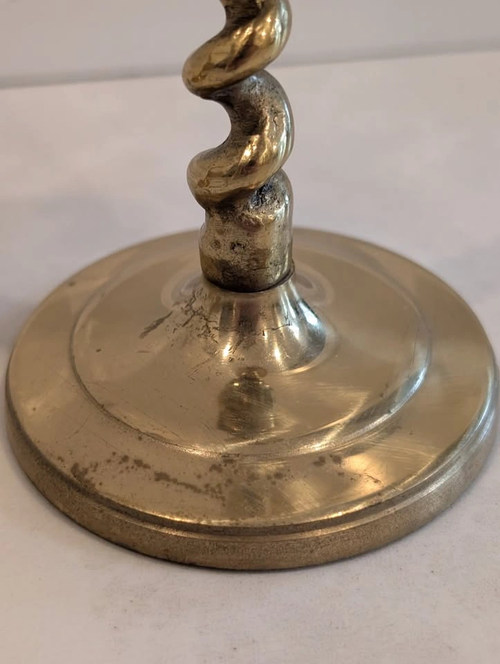 Vintage Solid Brass Barley Twist Candlestick Holders - Matching - photo 3