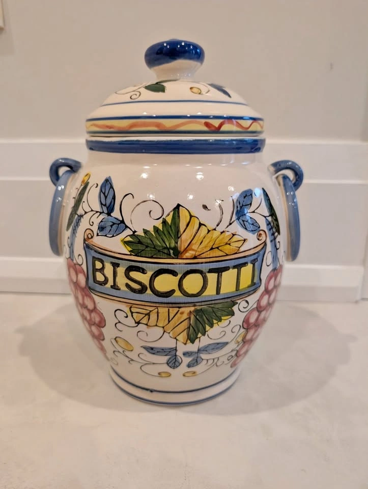 Italian Ceramic Biscotti Cookie Jar Tuscan Collection