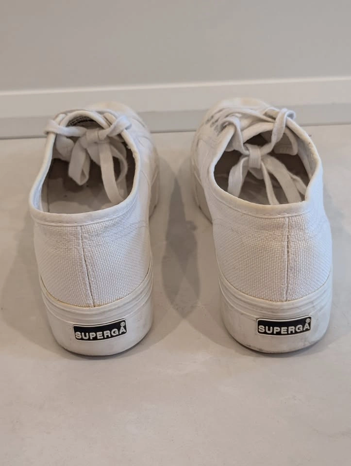 Superga 2790 Linea flatform chunky trainers white canvas Size 38 - photo 4