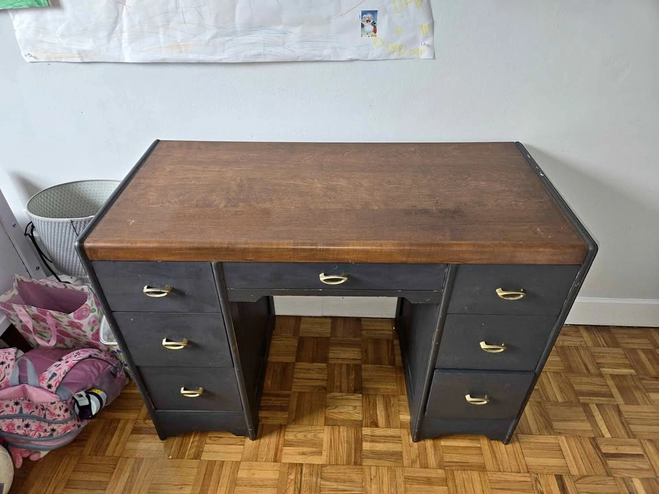 Vintage Two-Tone Wooden Desk