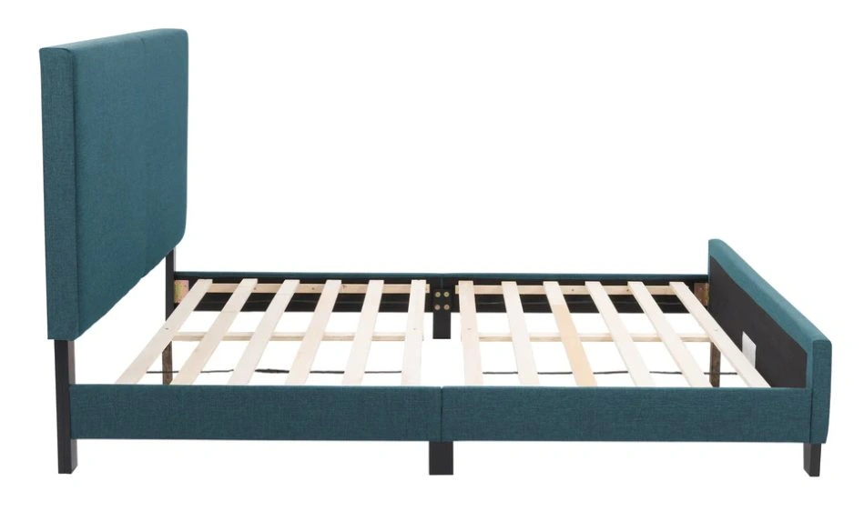 Ocean Blue Fabric Queen Bed with Slats - photo 3