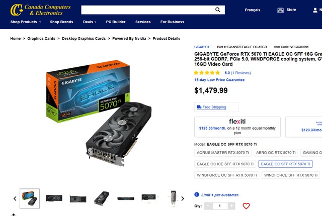 GIGABYTE GeForce RTX 5070 Ti EAGLE OC SFF 16G Graphics Card - photo 2