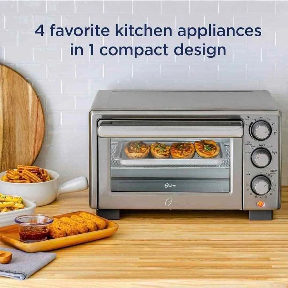 Oster Compact Countertop Oven With Air Fryer, Stainless Steel - photo 3