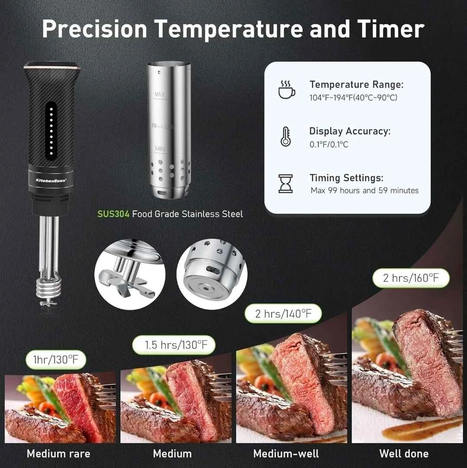 KitchenBoss WiFi Sous-Vide Cooker 1100W - photo 4