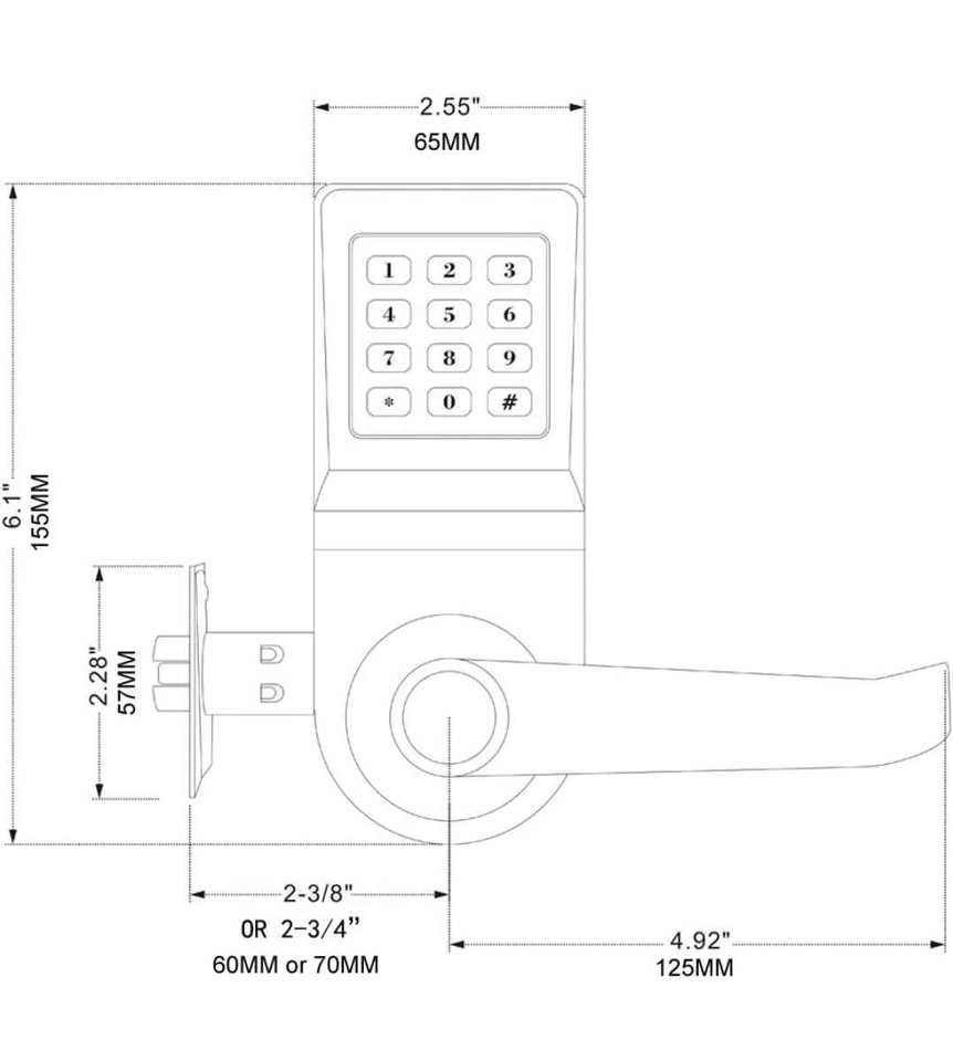 Digital Door Lock with Remote, M1 Card, Code, and Key - photo 3