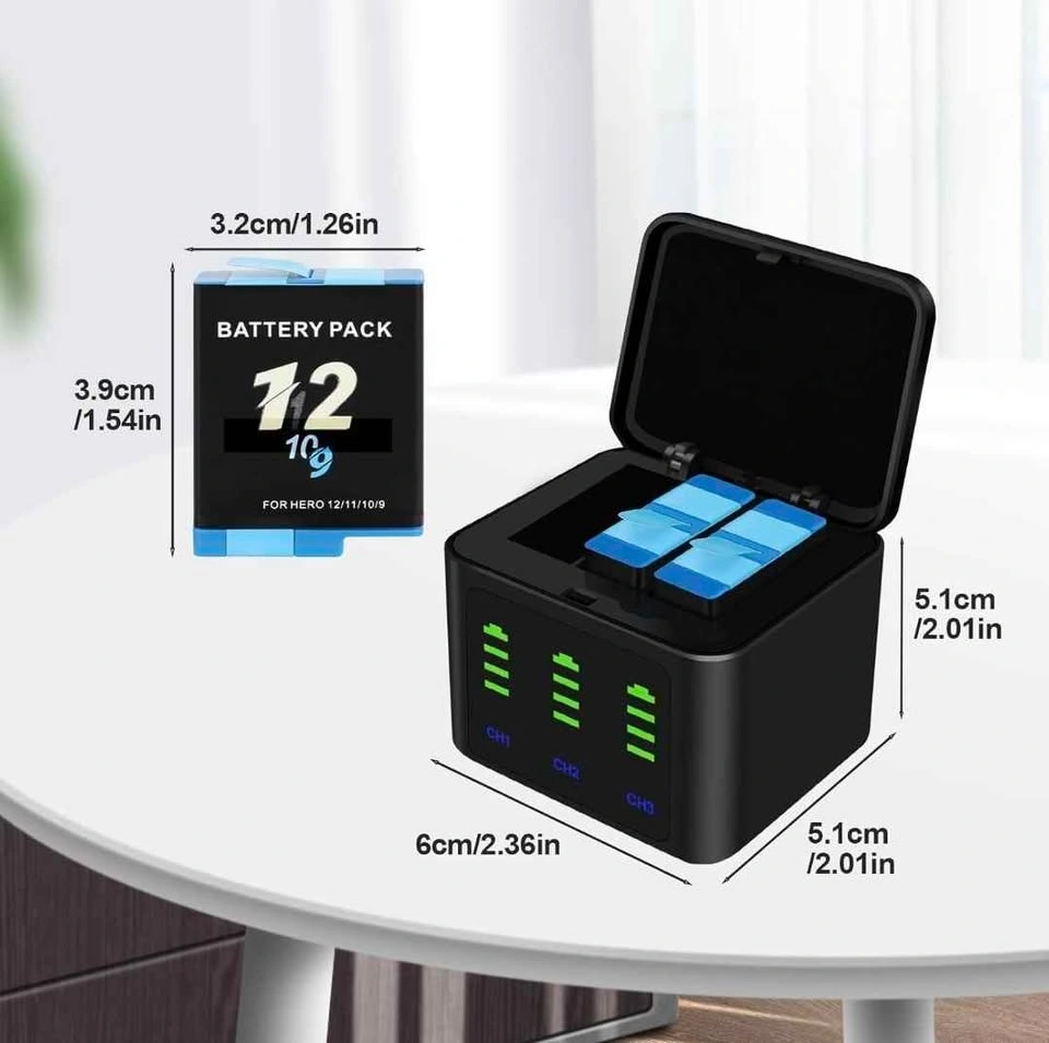 Dual Battery Charger + 2 Enduro Batteries for GoPro Hero 12/11/1 - photo 4