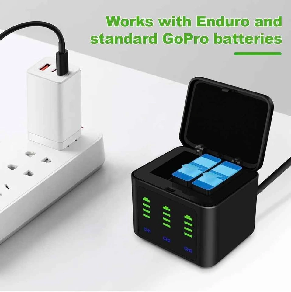 Dual Battery Charger + 2 Enduro Batteries for GoPro Hero 12/11/1 - photo 5