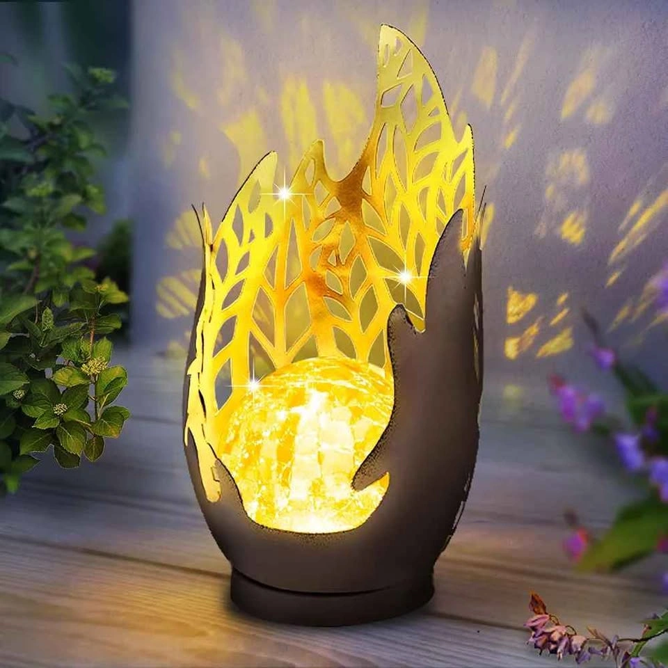 Solar Lights Outdoor Garden Decor Cracked Glass Globe - photo 2