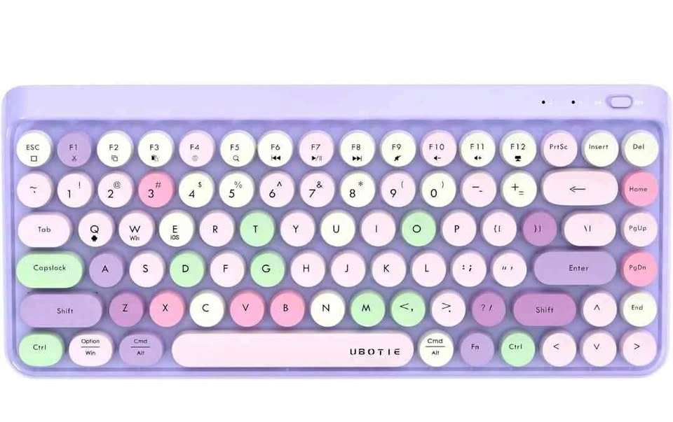 UBOTIE Portable Bluetooth Colorful Retro Wireless Keyboard