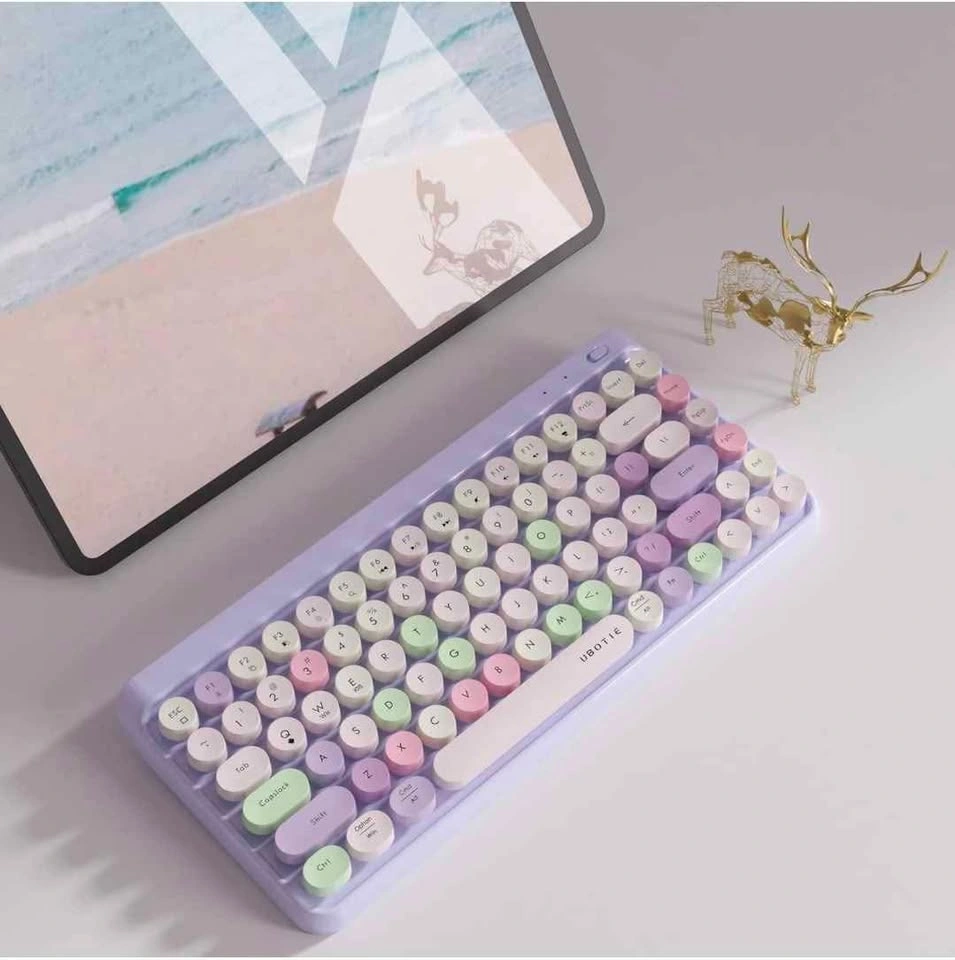 UBOTIE Portable Bluetooth Colorful Retro Wireless Keyboard - photo 2