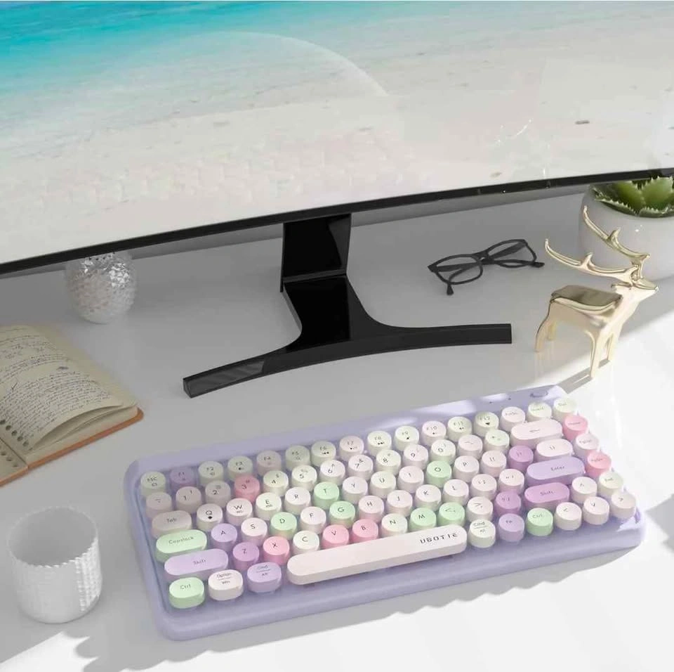 UBOTIE Portable Bluetooth Colorful Retro Wireless Keyboard - photo 3