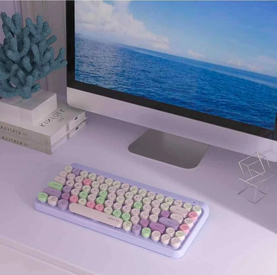 UBOTIE Portable Bluetooth Colorful Retro Wireless Keyboard - photo 5