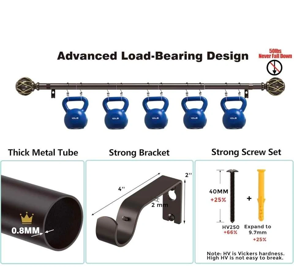 Adjustable Heavy Duty Curtain Rods 20-50 Inch - photo 4