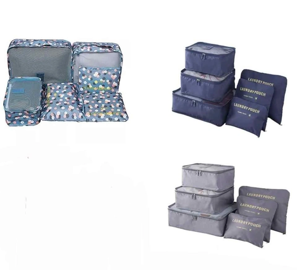 Packing Cubes for Suitcase Travel Luggage 6PCS Blue Flowers - photo 2