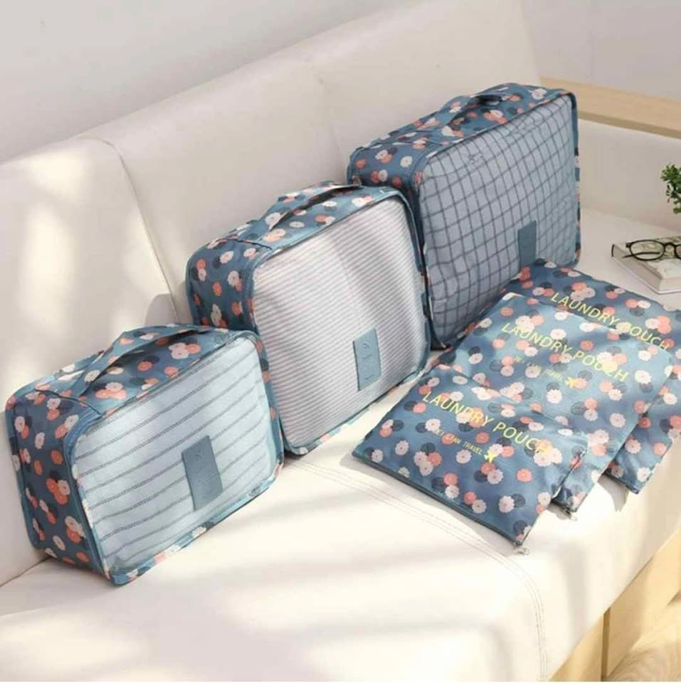 Packing Cubes for Suitcase Travel Luggage 6PCS Blue Flowers - photo 4