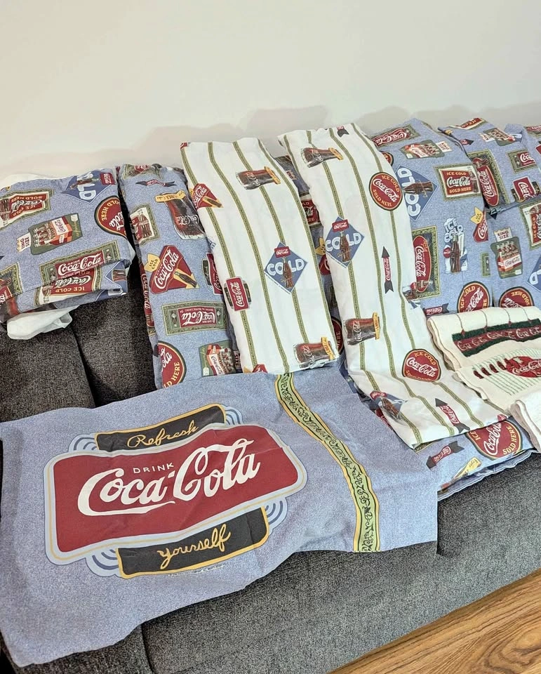 Vintage Coca Cola Coke Double Bedding and Towel Set