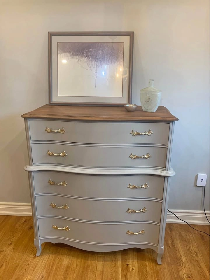 French Provincial 5-Drawer Tall Boy Dresser