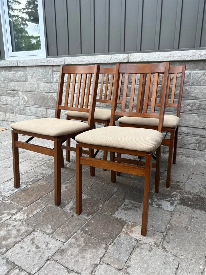 Set of 4 Stakmore Wooden Folding Dining Chairs - photo 2