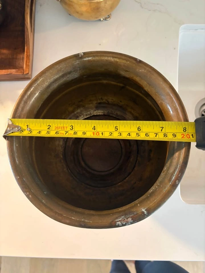 Vintage Brass Pedestal Planter - photo 3
