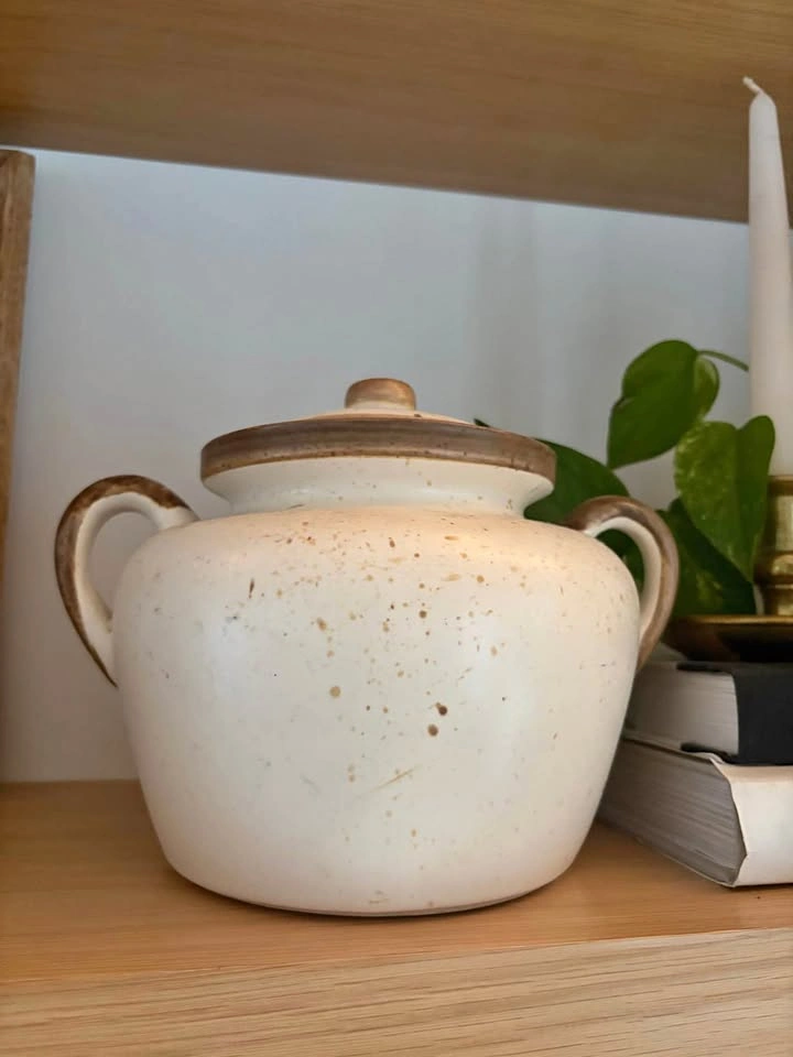 Vintage Speckled Ceramic Lidded Jar