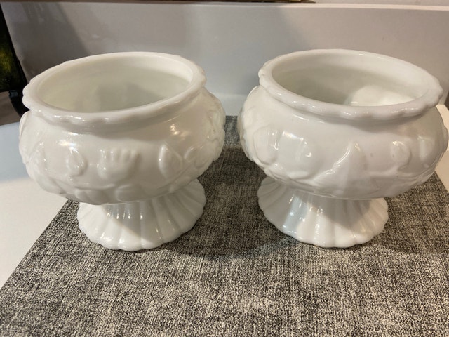 Milk Glass Pedestal Bowls