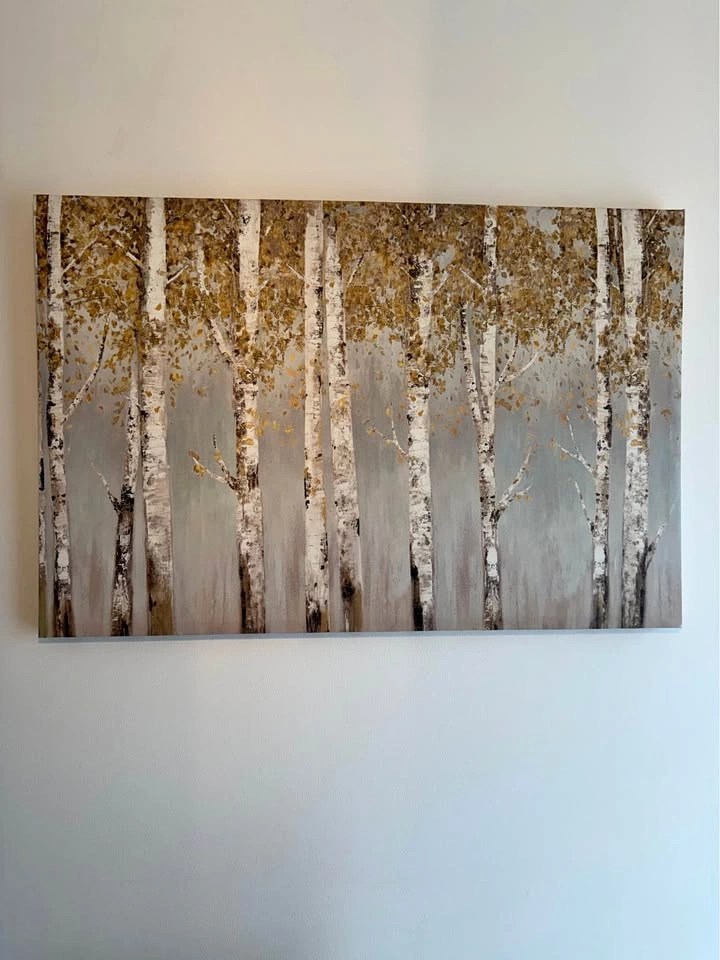 Large Birch Tree Canvas Wall Art – Neutral Tones