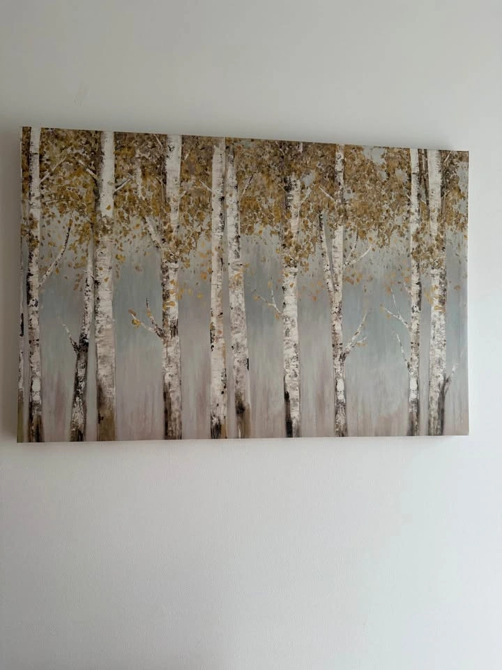 Large Birch Tree Canvas Wall Art – Neutral Tones - photo 2