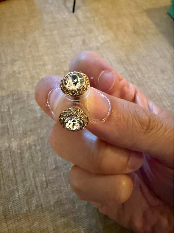 Swarovski Crystal Stud Earrings – Gold Tone with Clear Crystals