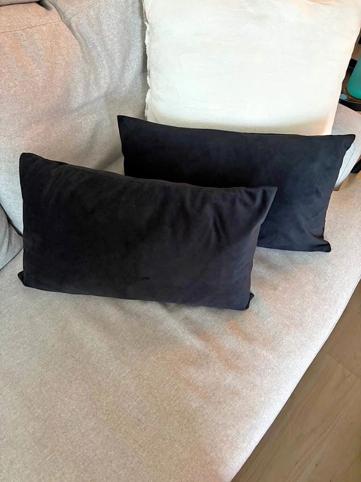 2 12x20 Black Suede Throw Pillows