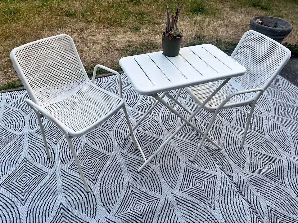 (can deliver) 2 IKEA Armchairs + Collapsible Table – Patio Set (