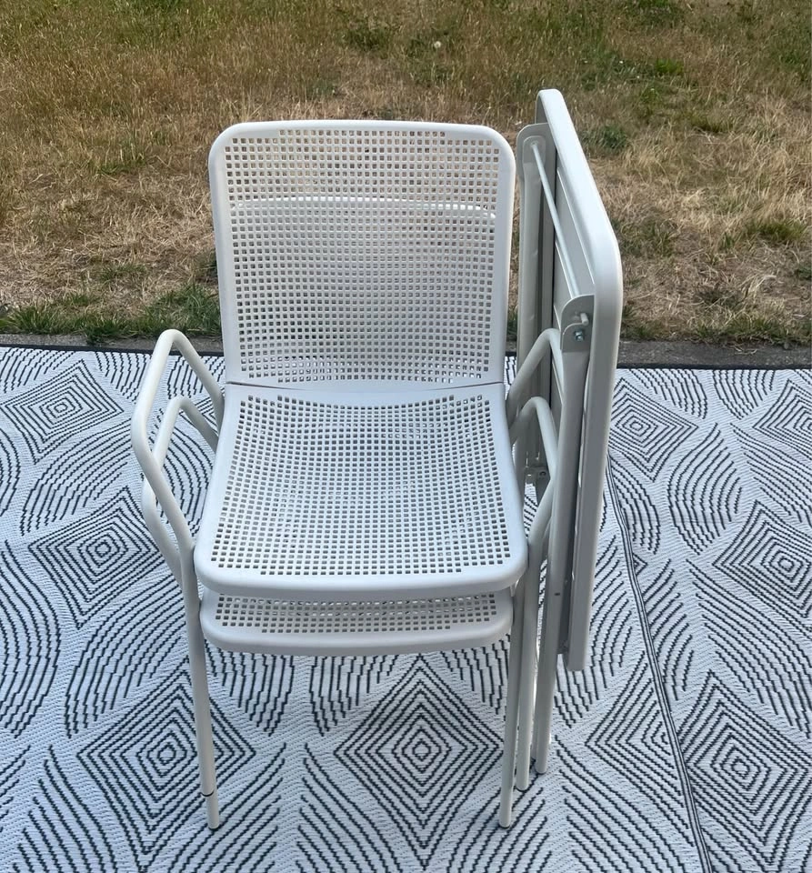 (can deliver) 2 IKEA Armchairs + Collapsible Table – Patio Set ( - photo 5
