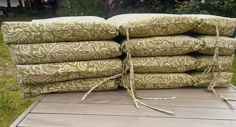 Set of 4 Outdoor Armchair Cushions – Sage Botanical Pattern - photo 2