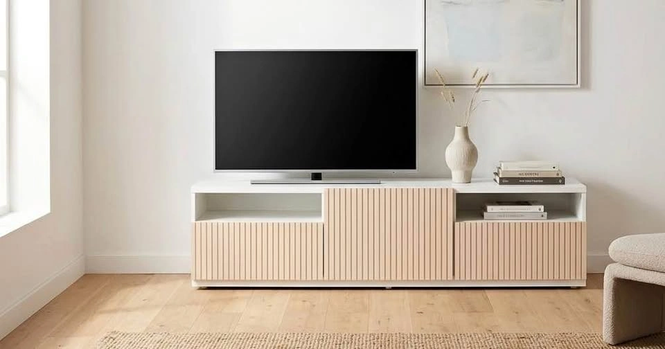 Custom IKEA BESTA TV Stand / Media Console – Fluted Doors – 71”