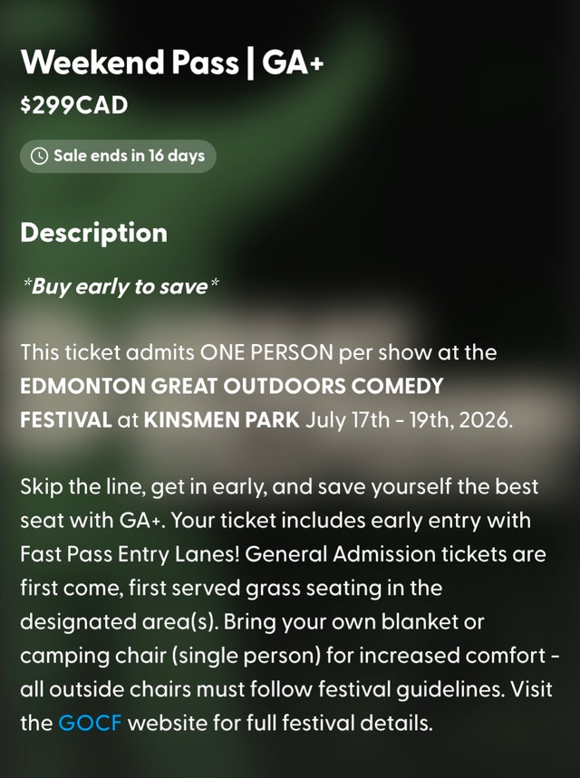 Great Outdoor Comedy Fest GA+