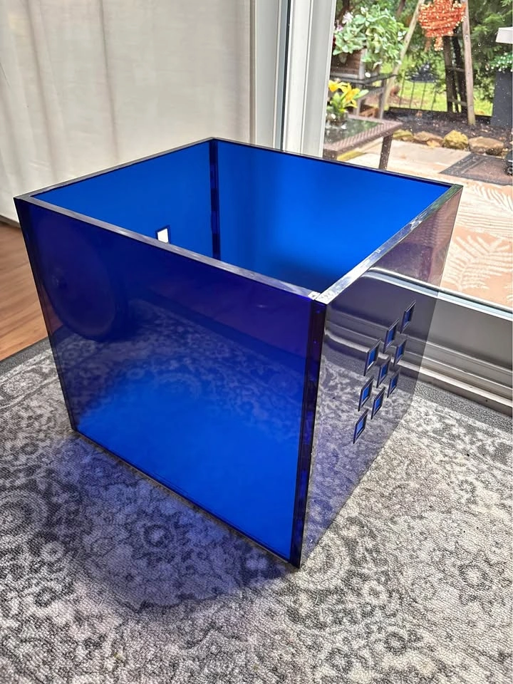 Retro IKEA Translucent Blue Plexiglass Record Crate