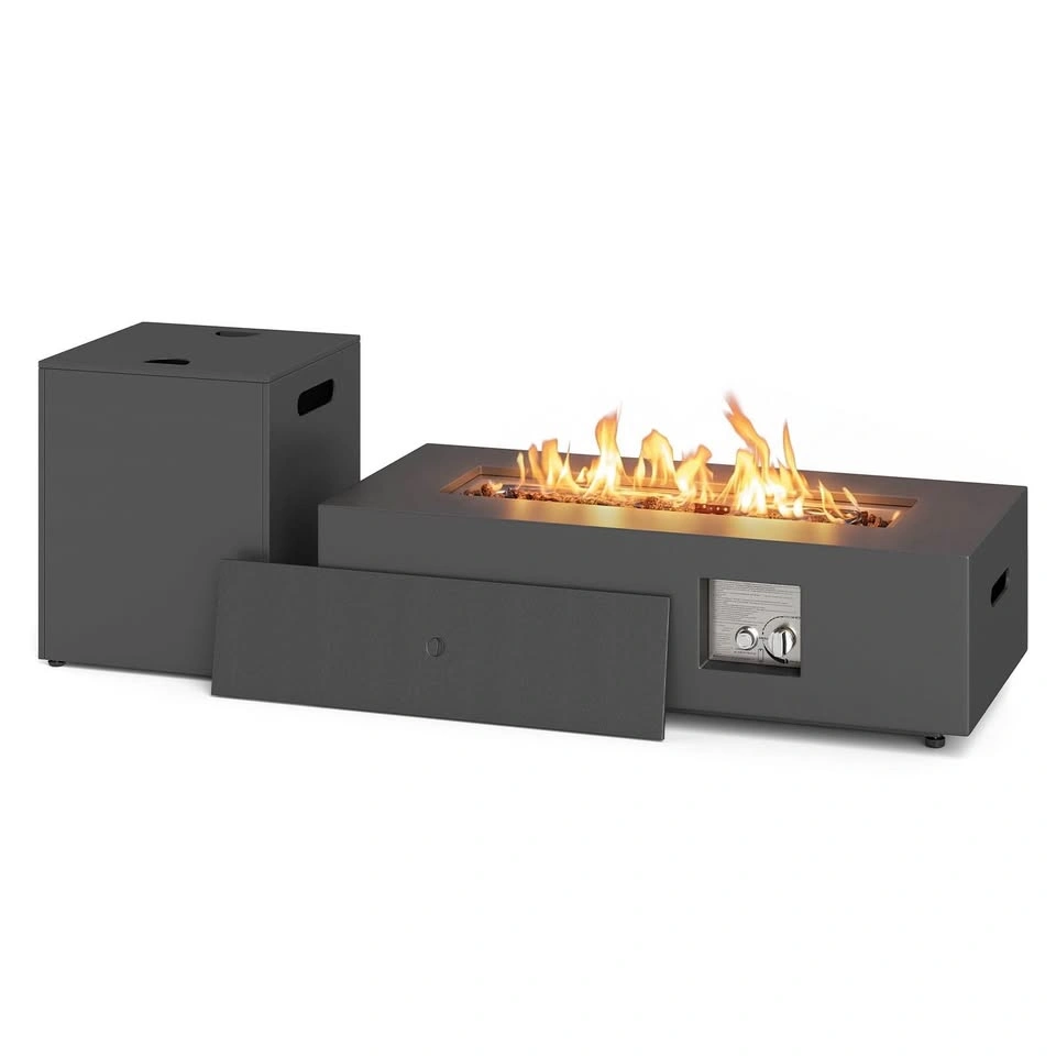 Gymax 42'' Outdoor Rectangular Fire Table 50K BTU Propane - photo 2