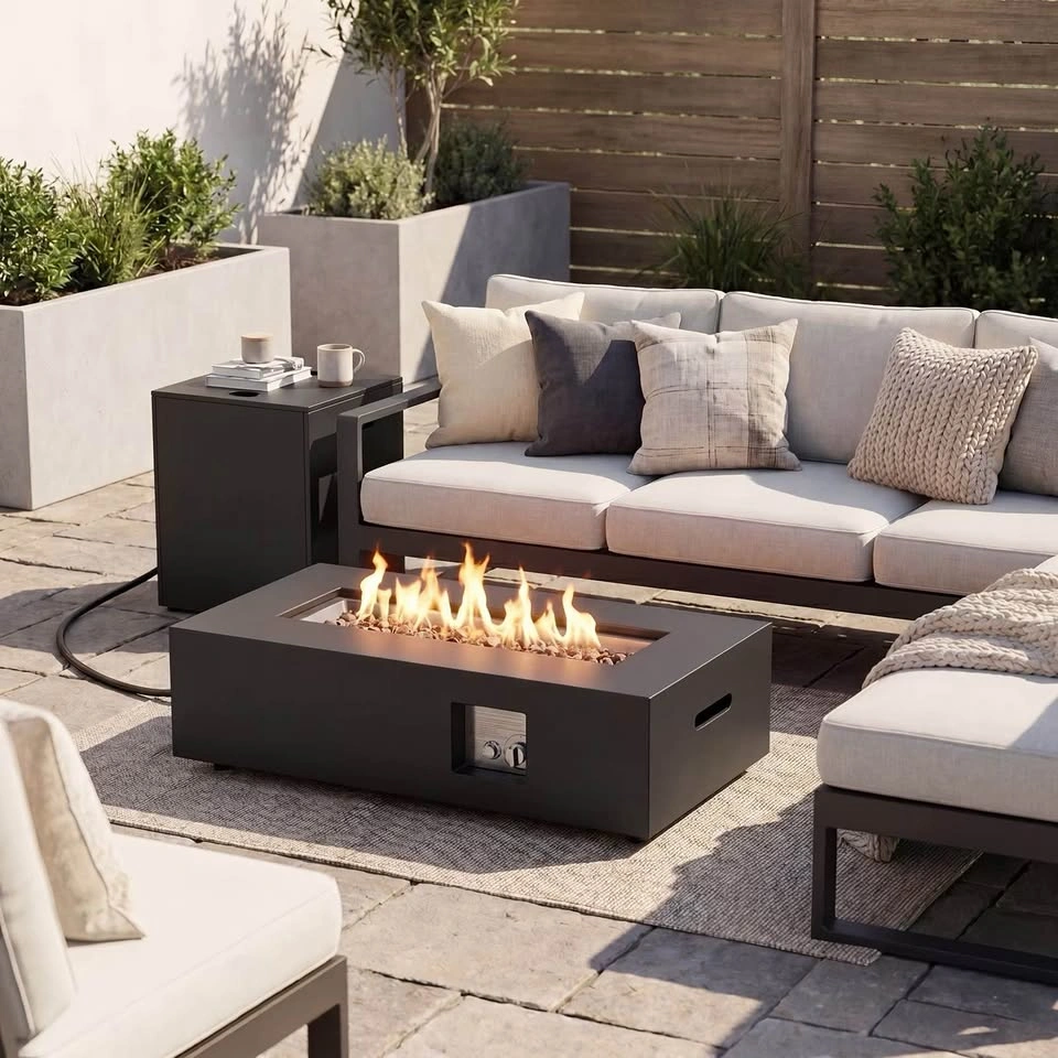Gymax 42'' Outdoor Rectangular Fire Table 50K BTU Propane - photo 3