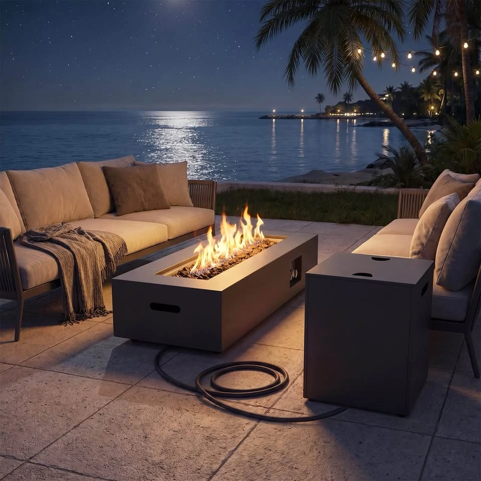 Gymax 42'' Outdoor Rectangular Fire Table 50K BTU Propane - photo 5