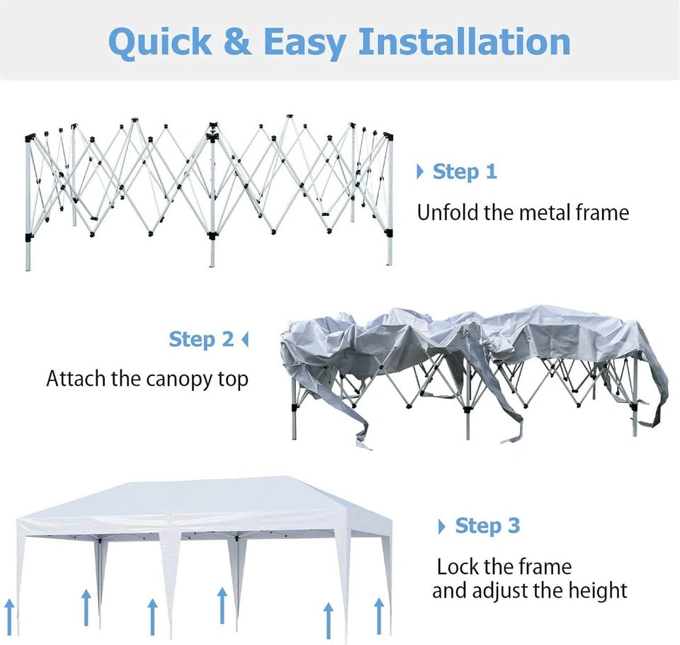10 x 20 FT Pop up Canopy Tent with Carry Bag - White - photo 3