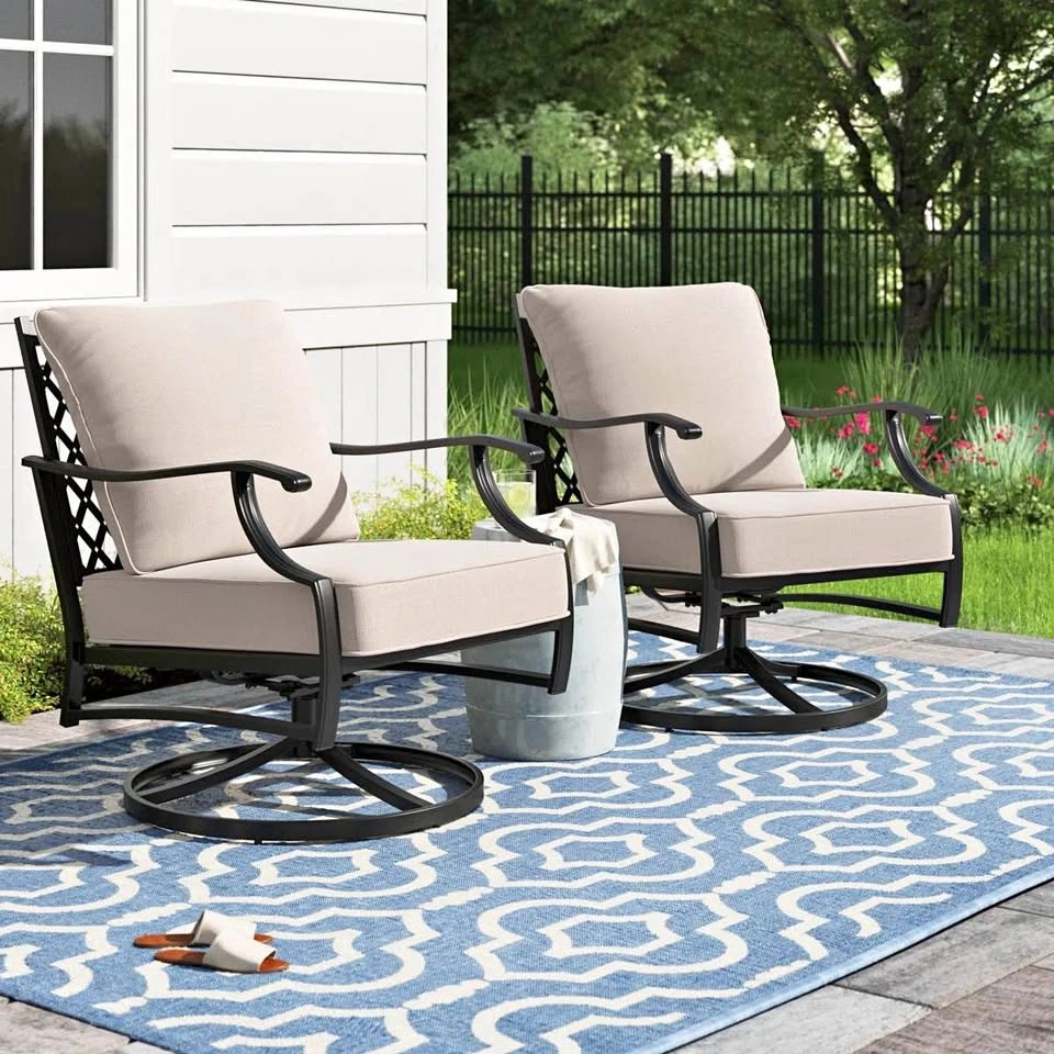 Set of 2 - Argirios Metal Patio Swivel Chair with Cushions
