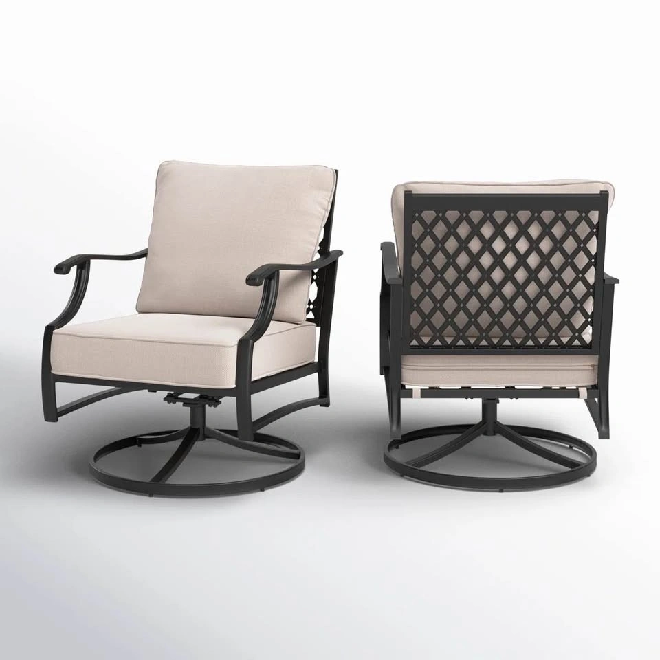 Set of 2 - Argirios Metal Patio Swivel Chair with Cushions - photo 2
