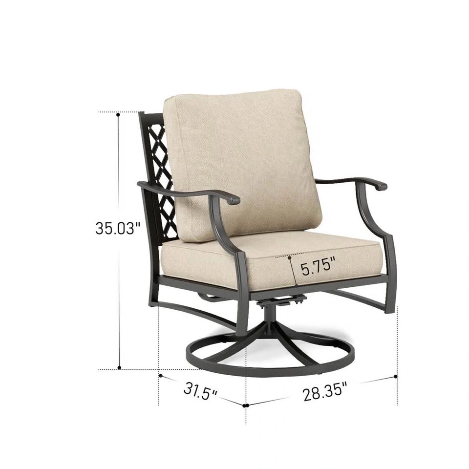 Set of 2 - Argirios Metal Patio Swivel Chair with Cushions - photo 3