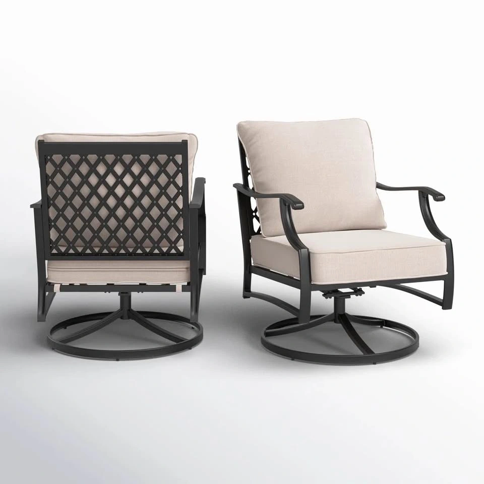 Set of 2 - Argirios Metal Patio Swivel Chair with Cushions - photo 4