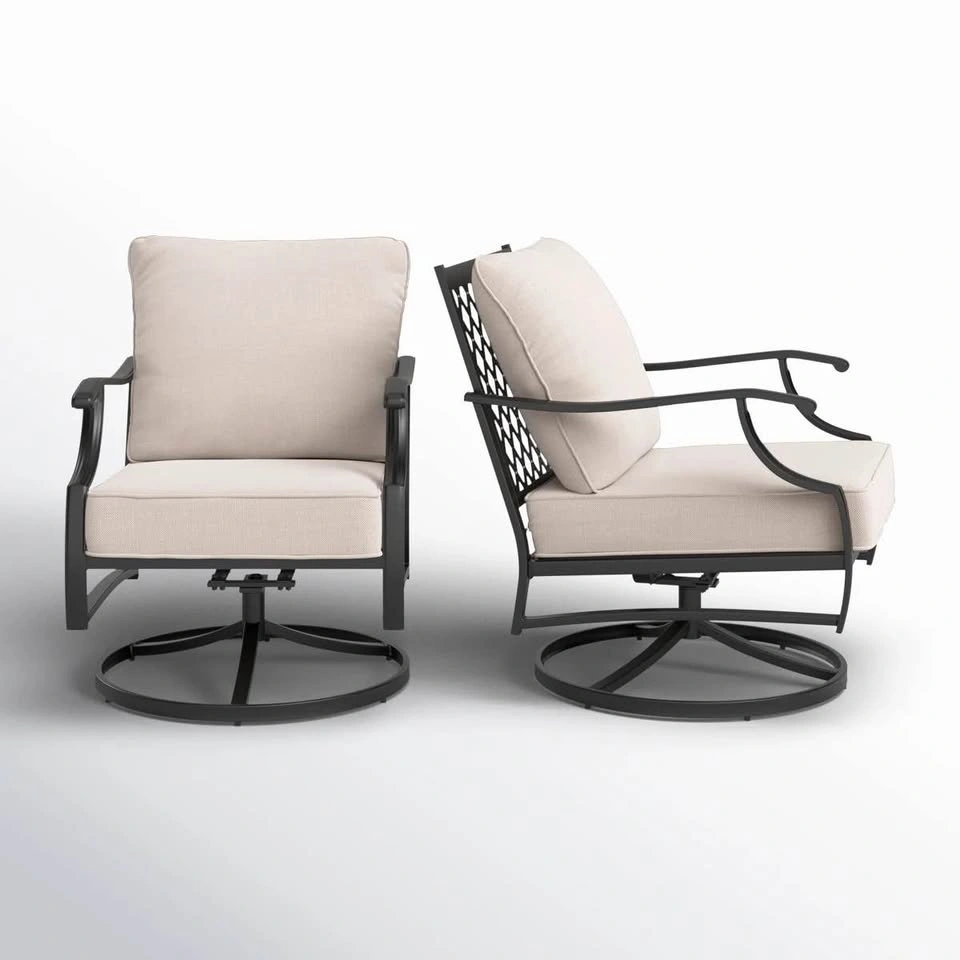 Set of 2 - Argirios Metal Patio Swivel Chair with Cushions - photo 5